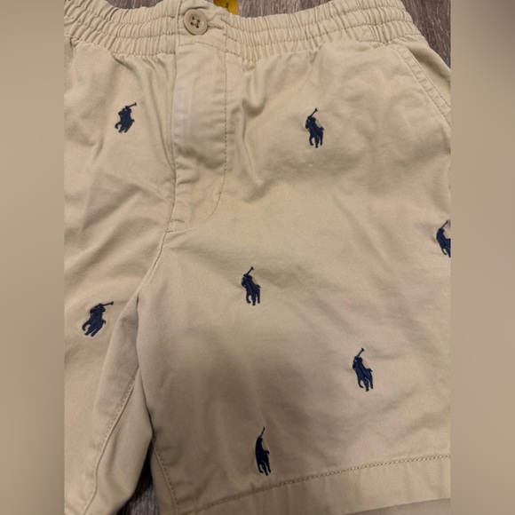 Polo Ralph Lauren Boys Beige Khaki Navy Blue  Logo Shorts Size 10 - Picture 2 of 5